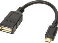 OTG Adapter USB 2.0 Typ A Buchse auf Micro USB Typ B Stecker, 15cm langer Adapter, schwarz, vergoldete Kontakte, robuste Ausführung mit Leitungsknickschutz - Fürth