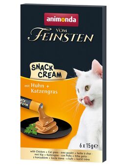 animonda Vom Feinsten Adult Snack-Cream - Sparpaket 24 x 15 g mit Huhn + Katzengras