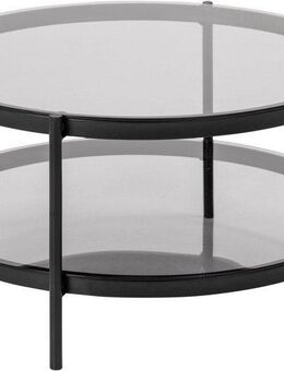 ACTONA GROUP Couchtisch Bayern, Rauchfarbene Glastischplatte, Metallgestell, Ablageboden, runde Form