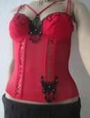 NEU mit ETIKETT * Swarovski * Strass- Kristalle * Schmetterling * Butterfly * Applikationen * Mesh * Träger * Bügel- Bustier * Mieder * Corsage * Korsett * Gr. 34- 36/ XS- S * 70B * rot * schwarz * in 88499