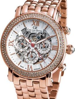 Carl von Zeyten Multifunktionsuhr Kniebis CVZ0062RWHM, Armbanduhr, Damenuhr, Automatikuhr, Made in Germany, Datum