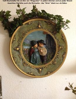 Wandteller aus Wachs-bemalt-42 cm-Rarität- "Das Liebespaar" - - Mahlberg