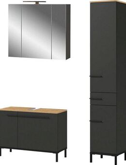 GERMANIA Badmöbel-Set Yonkers, Set bestehend aus Waschbeckenunterschrank, Spiegelschrank, Hochschrank