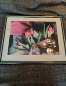 Kunstdruck Blumenmotiv im Holzrahmen mit Glasscheibe in 45259