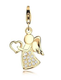 Nenalina Charm-Einhänger Anhänger Engel Glücksbringer Zirkonia 925 Silber