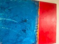 Bild-Titel:Elefant in Love…Acryl-Abstrakt-Unikat-Farbe blau-rot -Gold - Hamburg