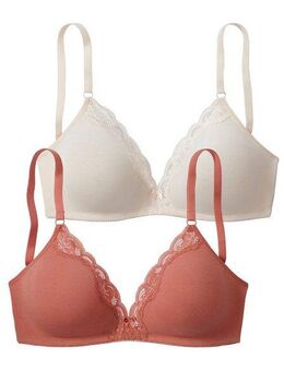 petite fleur Bralette-BH (Packung, 2 Stück) ohne Bügel aus Baumwolle mit Spitze