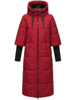 Navahoo Steppmantel Ciao Miau XIV Langer Wintermantel mit Rippstrickärmel