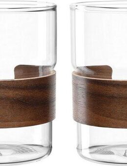 LEONARDO Becher NOVO LEGNO, 2er Set, 2-tlg., Glas, Holz, Becher mit Holzspange