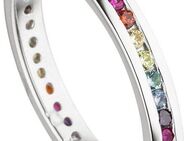 JOBO Fingerring Ring mit 35 bunten Zirkonia rundum, 925 Silber