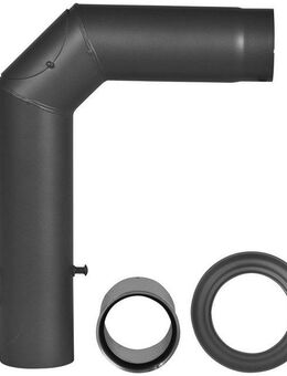 Firefix Ofenrohr, (Set), Bogen, 130 mm, 90 °, Stahlblech, mit Drosselklappe