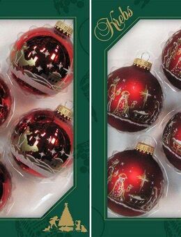 Krebs Glas Lauscha Weihnachtsbaumkugel Heilige Nacht, Weihnachtsdeko rot, Christbaumschmuck (8 St), hochwertige Christbaumkugeln aus Glas, mundgeblasen