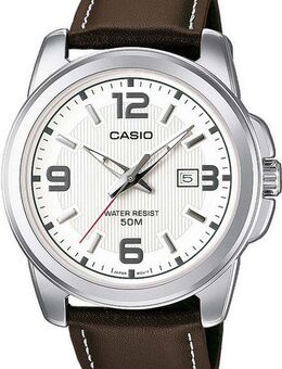 CASIO TIMELESS COLLECTION Quarzuhr MTP-1314PL-7AVEF, Armbanduhr, Herrenuhr, analog, Datum, Lederarmband