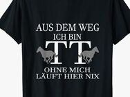 T-Shirt with German Text "Tuniertrottel ich mach hier alles - Rappe Pferde", black - Schwerin