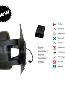 AUSSENSPIEGEL RECHTS ELEK BEHE. TEMP. NISSAN NV400 BUS 963016903R - Dortmund Wickede