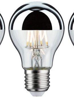 Paulmann LED-Leuchtmittel 3er Pack 6,5W Kopfspiegel E27 2700K silber, E27, 3 St., Warmweiß