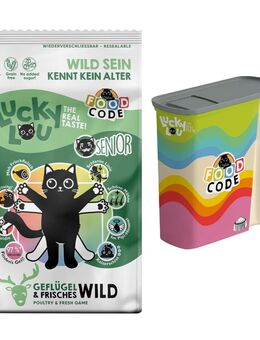 2 x 1,7 kg Lucky Lou Trockenfutter + Trockenfutterbehälter gratis! - Senior Geflügel & Wild