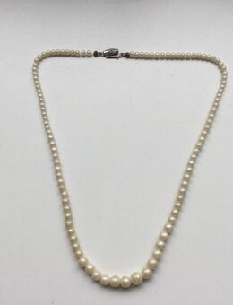 Damen Schmuck Halskette Vintage Perlenkette mit 835er Silber Verschluss - Fulda