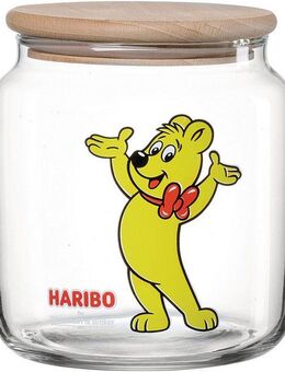 Ritzenhoff & Breker Vorratsglas HARIBO Hands Up, 1,1 Liter, Glas, Holz, Silikon, (1-tlg), Maße: 12 x 12 x 13 cm