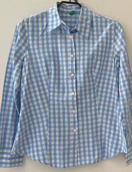 Bluse von United colors of Benetton Gr. M hellblau-weiß kariert - Vechta
