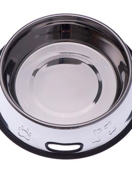 Edelstahlfressnapf mit Prägung und Gummiring - Sparset: 2 x 1,8 l, Ø 27 cm