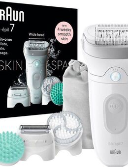 Braun Epilierer Silk-épil SkinSpa 7 7-081, Rasier- & Trimmeraufsatz, Mini-Rasierer, Wet&Dry