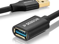 USB 3.0 Typ A, High Speed Datenleitung, Stecker, Buchse, 100cm lang, vergoldete Anschlüsse, doppelt geschirmt, Knickschutz, schwarz - mit einer Datenübertragung von bis zu 500MB/s - Fürth