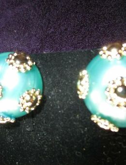 NEU * Edel * Original VINTAGE * 3D Blumen * Blüten * Flower- Power * DESIGNER * Perlen * Ohrringe * Ohrclips * gold * türkis * Perlmutt * - Riedlingen