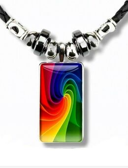 Regenbogen Anhänger Halskette Modeschmuck Farbig Rechteck 15,90* - Villingen-Schwenningen