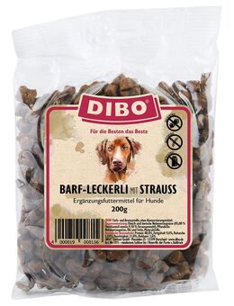 DIBO BARF-Leckerli mit Strauß - Sparpaket: 2 x 200 g