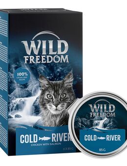 30 % Rabatt! 6 x 85 g Wild Freedom Adult Schale zum Probierpreis! - Cold River - Lachs & Huhn