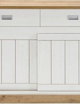 Home affaire Sideboard Orlando, moderner Schrank, Kommode im Landhausstil, 2 Schiebetüren & 3 Schubladen, silberne Griffmulden, 150 cm breit