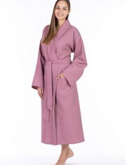 framsohn frottier Unisex-Bademantel leger geschnitten, hergestellt in Österreich, Langform, Waffelpiqué, Kimono-Kragen, Gürtel, Unisex Waffelpiqué