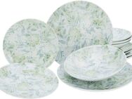 CreaTable Teller-Set Geschirr-Set Home - Tropical (12-tlg), 4 Personen, Porzellan, Service, im Used-und Vintage-Look, 12 Teile, für 4 Personen