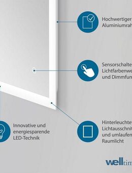 welltime LED-Lichtspiegel Harmony, mit Lichtfarbenwechsler und Dimmschalter, in verschiedenen Größen