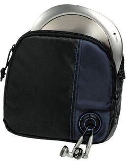 Hama CD-Player Tasche Tasche für Discman und 3 CDs, Schwarz Blau, Trageriemen, Kabelausgang