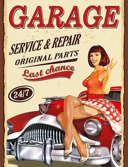Schönes Blechschild Garage Service Repair 24/7 Pin Up Girl - Berlin