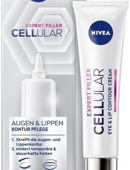 Nivea Anti-Aging-Creme CELLULAR Expert Filler Augen & Lippen Konturpflege, Anti-Age-Wirkstoffe, für straffere und prallere Haut.