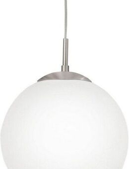 EGLO Hängeleuchte RONDO Pendellampe, Metall in silber, Glas in Opal matt weiß, E27, Leuchtmittel wechselbar, ohne Leuchtmittel, Esszimmerlampe, zeitloses Design, modern, schlicht, 110x30cm