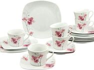 CreaTable Kaffeeservice Amelie Aiko, Kaffee-Service 18-tlg (18-tlg), 6 Personen, Porzellan, Blumendekor