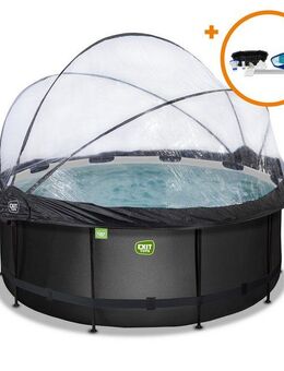 EXIT Framepool »Black Leather Pool« (Set), mit Sandfilterpumpe und Abdeckung und Zubehörset - schwarz