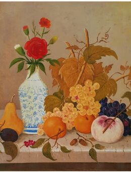 Stillleben mit Trauben,Obst und eine Vase mit Blumen. - Nürnberg
