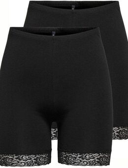 ONLY Radlerhose ONLLIVE – Radlerhosen mit Spitzensaum im praktischen Doppelpack (2er-Pack) unifarben, modisch, slim fit, Baumwollmischung