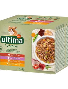 78 + 18 gratis! 96 x 85 g Ultima Cat - Nature: Fleischvariation (Rind, Truthahn, Huhn, Geflügel)