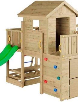 FUNGOO Spielturm Multifort, mit Haus, Veranda, Rutsche und Schaukel, Made in Europe