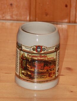 Kauzen Bräu Bierkrug 0,5 l Ochsenfurt a/M Steinzeug Steingut Keramik neuwertig - Borken