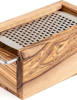 BERARD FRANCE 1892 Käsereibe, Edelstahl, Olivenholz, mit Reibe