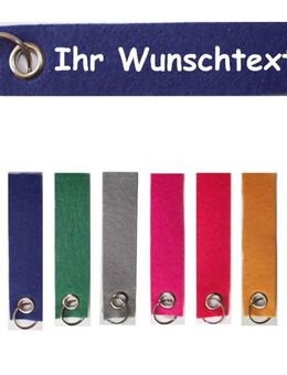 Filz Schlüsselanhänger individuell personalisiert mit Name / Wunschtext / beidseitig bedruckt - Vöhl