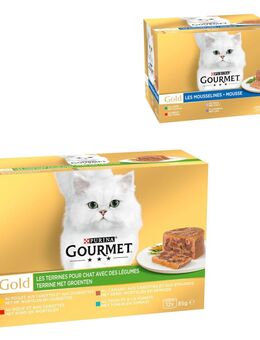 96 x 85 g Jumbopack Gourmet Gold + 24 x 85 g Feine Pastete Mix gratis! - Terrine mit Gemüse