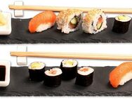 KESPER® Servierplatte (Sushi-Set), Holz, Porzellan, Schiefer, (Set, 8-tlg), mit Zubehör